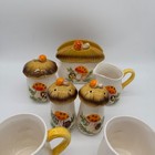 Vintage 70s Sears Merry Mushroom Ceramic 7 Pc Table Hostess Set Japan Canister
