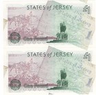1995 Jersey    1 Pound Consecutive Pair Banknote 50th Liberation P 25 Unc   34993