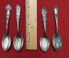 Set Of 4 Antique American Sterling Silver Souvenir Spoons 61 Grams