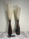 Pair Of Mid-century Modern Sculptural Wood Teak Tall Table Lamps Domus Tested