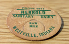 Herrold Sanitary Dairy Westville In Ind Indiana Milk Bottle Cap