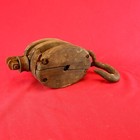 Antique Double Pulley Wood   Metal Barn Block   Tackle Hoist