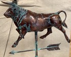 Vintage Giant 29    Inch Tall Copper Patina Bull Cow Weathervane