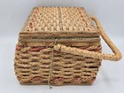 Vintage Large Woven Wicker Sewing Basket - Oakville Company Usa - 1950s 10x7x5