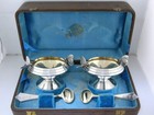 Rare Early Sterling Gorham Pr Salt Cellars   Spoons W  Applied Butterflies C1868
