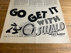1930 Vintage 5x8 Silent Movie Promo Print Ad For Oswald The Lucky Rabbit Disney