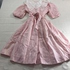 Vtg Kim Originals Dress Girls Prairie 12 Polka Dot Lace Collar Farmcore Cottagec