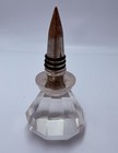 Vintage Large Faceted Crystal Glass Wine Bottle Stopper Silver Tone 4 75   