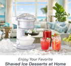Snow Cone   Shaved Ice Maker  Esi1201  Stainless Steel Shaving Blade  White  New