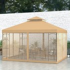 Gazebo 10  X 12  Steel Outdoor Garden Gazebo With Mesh Curtains - Brown