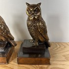 Vtg Craftsman Cast Brass Perched Horned Owls History Book Bookends Mcm Academia