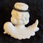 Vintage White Porcelain Angel Cherub Hinged Lid Trinket Box Figural Winged Pill