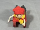Vintage Sweden Winter Christmas Girl On Red Wood Sled Nordic Gnome Tomte