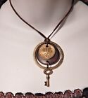 Steampunk Hotel Skeleton Key Fob Brass Pendant Necklace Industrial Urban E5
