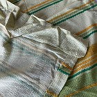 Vintage 70s Curtain Drapes Rod Heading Panel Green Mustard Yellow