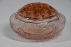 Vintage Glass Pink Depression Flower Frog   Base Water Bowl 16 Holes