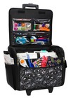Rolling Sewing Machine Storage And Transport Tote  Black   White With Wheels