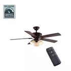 52 In  Indoor Led Mediterranean Bronze Ceiling Fan With Light Kit And Remote