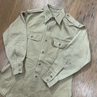 Vintage Us Military Shirt Mens L Khaki Cotton Field Surplus Button Up Army 1946