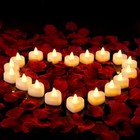 2000 Pieces Artificial Rose Petals With 24 Heart Led Tea Lights Candles Kit     