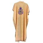Womens Lounger Caftan Orange Cotton Blend Floral Embroidery Long Kaftan L-52 