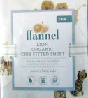 Pottery Barn Kids Lion Organic Flannel Cotton Crib Fitted Sheet New In Package