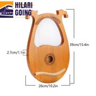 16 Strings  Lyre Harp Mahogany Body With Tuning Key String Cartridge New