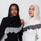 Lace Trim Cotton Modal Hijab Scarf Women Prayer Headscarf Shawl Wrap 80x180cm 