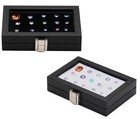 Jewelry Display Case Tempered Glass Top Lid Black Leatherette gemstone Displa   