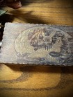 Pyrography Burnt Wood Dresser Glove Box Art Nouveau Beautiful Woman Antique Vtg
