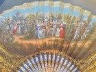 Antique Hand Fan With Pearl Sticks Hand Painted  In Frame Zz655