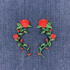 2-pack Red Rose Applique Patch Set - Embroidered Flower Badges 3 5   iron On 
