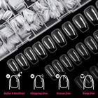Loveourhome 600pc Short Coffin Nail Tips Clear Fake Nails Coffin Nail Tips Fu   