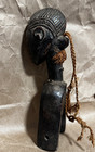 Antique Dark Wood Hand Carved Baule Tribe Figure Heddle Pulley From Ivory Coast