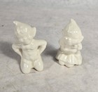 Vintage Pixie Elf Figurines White Ceramic Set Of 2 Boy Girl High Gloss 2 25 