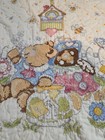 Vintage Stamped Cross Stitch Teddy Bear   Honey Pot Baby Crib Quilt Blanket
