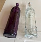2 Of Decorative Glass Bottles Purple And Clear 12  Tall