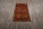 3x4 Vintage Turkish Red Oushak Rug Hand-knotted Wool Small Area Rug