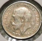 British Silver Threepence - 1920  off-color After Cleaning  - King George V  42 