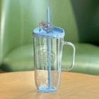 New Starbucks 2025 China Eastern Garden Blue Triangle 22oz Glass Straw Cup Gifts
