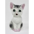 1950s Vintage Sugar Textured Ceramic Kitten Figurine Gray   White Cat  Japan