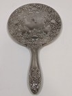 Victorian Hand Held  Silver Plated Mirror Vintage