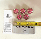 Chanel Vintage Button Set Of 5 Size 20 Mm Pink Gold Tone Metal And Label