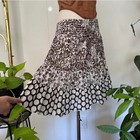 Lots Of Love Speechless Brown White Floral Polka Dot Tiered Ruffle Mini Skirt S