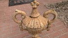 Antique 17 5    Cast Iron Half Urn Finial Decoration Heavy Architectural Victorian