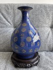 A Chinese Blue-glazed Vase Yuhuchunping With Yongzheng Mark  Late Qing Period
