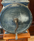 Antique Butter Cylinder Churn Painted Blue  Crank Wood Barrel  Kendall   Whitney