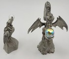 2 Spoontiques Pewter Figurines- Crystals-1986  624 Dragon   1987  cmr951 Wizard