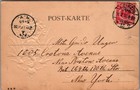 Deutscher Gruss German Empire Eagle Embossed Postcard 1900 Leipzig To New York