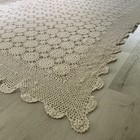 Vintage Hand Crochet Lace Bedspread Coverlet Afghan Table Cover Blanket Cream